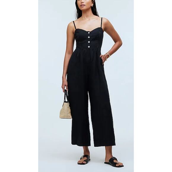 Madewell Sleeveless Wide-Leg Jumpsuit in 100% Linen Size 4 NWT - Picture 1 of 12
